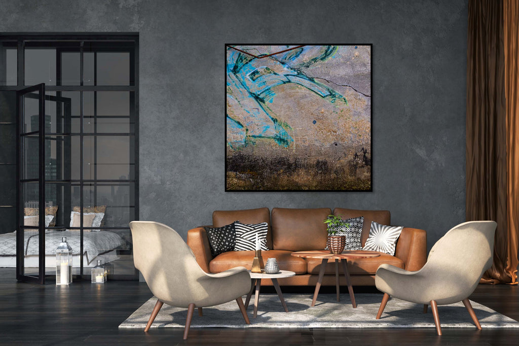 Blå fabel på mur